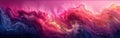 Colorful Abstract Waves Painting Texture in Acrylic, Oil, and Ink with Magenta and Pink Swirls - Long Panoramic Banner Background Royalty Free Stock Photo