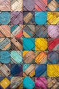 Colorful abstract wood texture with mosaic veneer tiles pattern for vibrant design