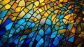 Colorful abstract yellow and blue background. Stained glass window texture pattern Royalty Free Stock Photo