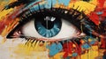 Colorful And Abstracted Eye Portrait: A Mind-bending Fusion Of Street Art And Realistic Paintings Royalty Free Stock Photo