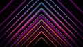 Colorful abstraction of neon triangles chaotically appearing on the black background. Animation. Neon multi-colored
