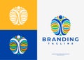 Colorful abstratc human body logo design. Minimalist fun people logo branding.