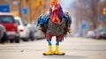 Colorful Absurdism: A Headless Chicken Bird In Bold Fashion Photography