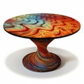 Colorful Absurdism: Swirling Tondo Table With Ultra Detailed Rendering