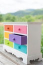 Colorful of accessories cabinet with drawer Royalty Free Stock Photo