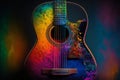 Colorful acoustic guitar abstract acryl painting.Generative ai Royalty Free Stock Photo