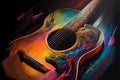 Colorful acoustic guitar abstract acryl painting.Generative ai Royalty Free Stock Photo