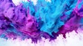 Colorful acrylic paint color in water isolated on white, multicolor ink drop sputter splashing underwater, smoke, wave, creativity