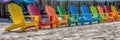 Colorful Adirondack chairs in a row