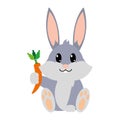 Colorful adorable rabbit wild animal with carrot in the hand