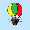 Colorful aerostat, hand drawn doodle, sketch in pop art style