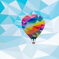 Colorful aerostat in the sky background in the style of triangulation