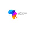 Colorful african continent logo design. Creative Africa travel map vector design