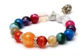 Colorful of agate,jasper bracelet decoratAe with silver crown pendant