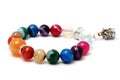 Colorful of agate,jasper bracelet decoratAe with silver crown pendant