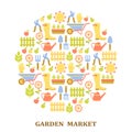 Colorful agriculture, farm and garden market pattern