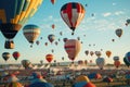 Colorful air balloon hot flight transportation freedom travel flying adventure blue sky Royalty Free Stock Photo