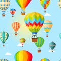 Colorful airballoon, pattern, air transport for travel, leisure and entertainment, design, flat style vector Royalty Free Stock Photo