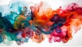 Colorful alcohol ink mixing texture. Fluid ink mix abstract background in liquid. Multicolor ink isolated on white background