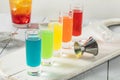 Colorful Alcoholic Rainbow Shots Royalty Free Stock Photo
