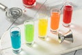 Colorful Alcoholic Rainbow Shots Royalty Free Stock Photo