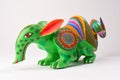 Colorful alebrije. Mexican hand painted wooden craft in the shape of a combination of armadillo and anteater on.
