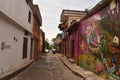 Colorful and picturesque alley in Tepoztlan, traditional mexican town