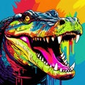 Colorful Alligator Head In Crisp Neo-pop Style