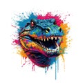 Colorful Alligator Head in Dark Bronze and Azure Neonpunk Style