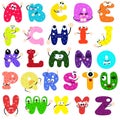 Colorful alphabet in the form of funny weirdos with different emotions Royalty Free Stock Photo