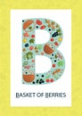 Colorful alphabet letter B. ABC flashcard