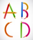 Colorful alphabet of pencils (A, B, C, D). Vector