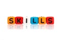 the colorful alphabet word cube of SKILLS