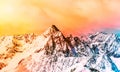 Colorful Alpine landscape. Snow-capped mountain peaks