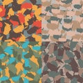 Colorful America urban camouflage. Set of USA shape camo seamless pattern. Vector fabric textile. Military print design Royalty Free Stock Photo