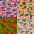 Colorful America urban camouflage. Set of USA shape camo seamless pattern. Vector fabric textile. Military print design