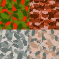 Colorful America urban camouflage. Set of USA shape camo seamless pattern. Vector fabric textile. Military print design Royalty Free Stock Photo