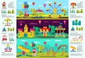 Colorful Amusement Park infographic Banners