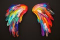 Colorful Angel Wings Painted On Black Background Creating A Vibrant Contrast Royalty Free Stock Photo