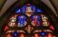 Colorful Mary Angels Stained Glass Cathedral Church Bayeux Normandy France