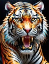 Colorful Angry Bengal Tiger