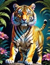 Colorful Angry Bengal Tiger