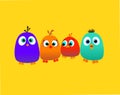 colorful angry birds with funny expressions