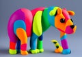 Colorful Animal Created from Modeling Clay, Generative AI Illustration