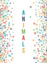 Colorful animal footprint ornament border on white background Royalty Free Stock Photo