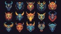Colorful Animal Mask Illustrations with Tribal Patterns and Designs