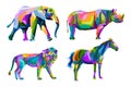 Colorful animal wildlife pop art portrait premium in pack Royalty Free Stock Photo