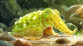 Vibrant Yellow Cuttlefish in Shallow Water, a Stunning Underwater Scene Royalty Free Stock Photo