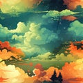 Colorful animated screenshot of clouds in a 2D game art style (tiled)