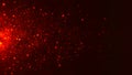 Colorful animation of bright particles flying horizontally. Dynamic particles randomly float in slow motion in space